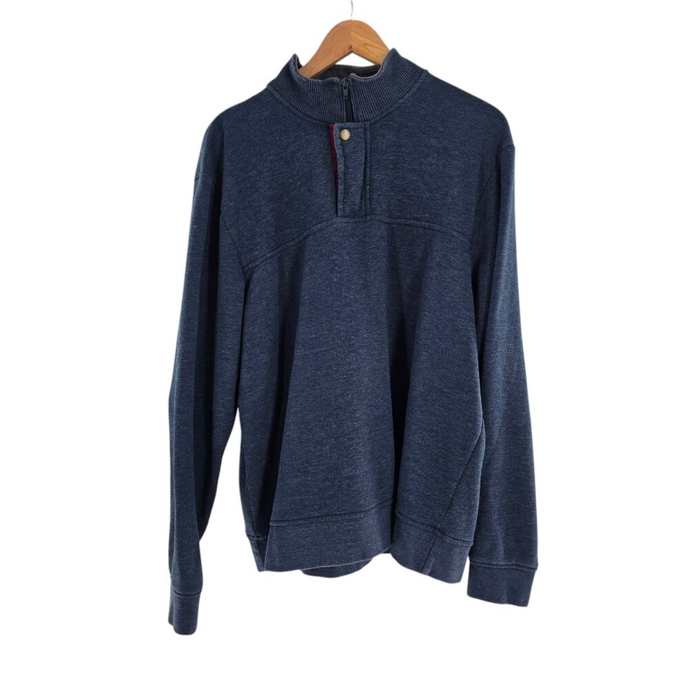 Orvis Pullover Mens Size Extra Large Blue Zip‎ Snap Sweater Cozy Active Outdoor